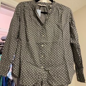 LOFT Dotted Ruffle Collar Shirt Size XSP BNWT